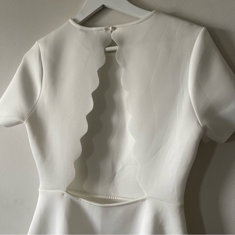 ASOS white tea length dress open back size 10 NWT